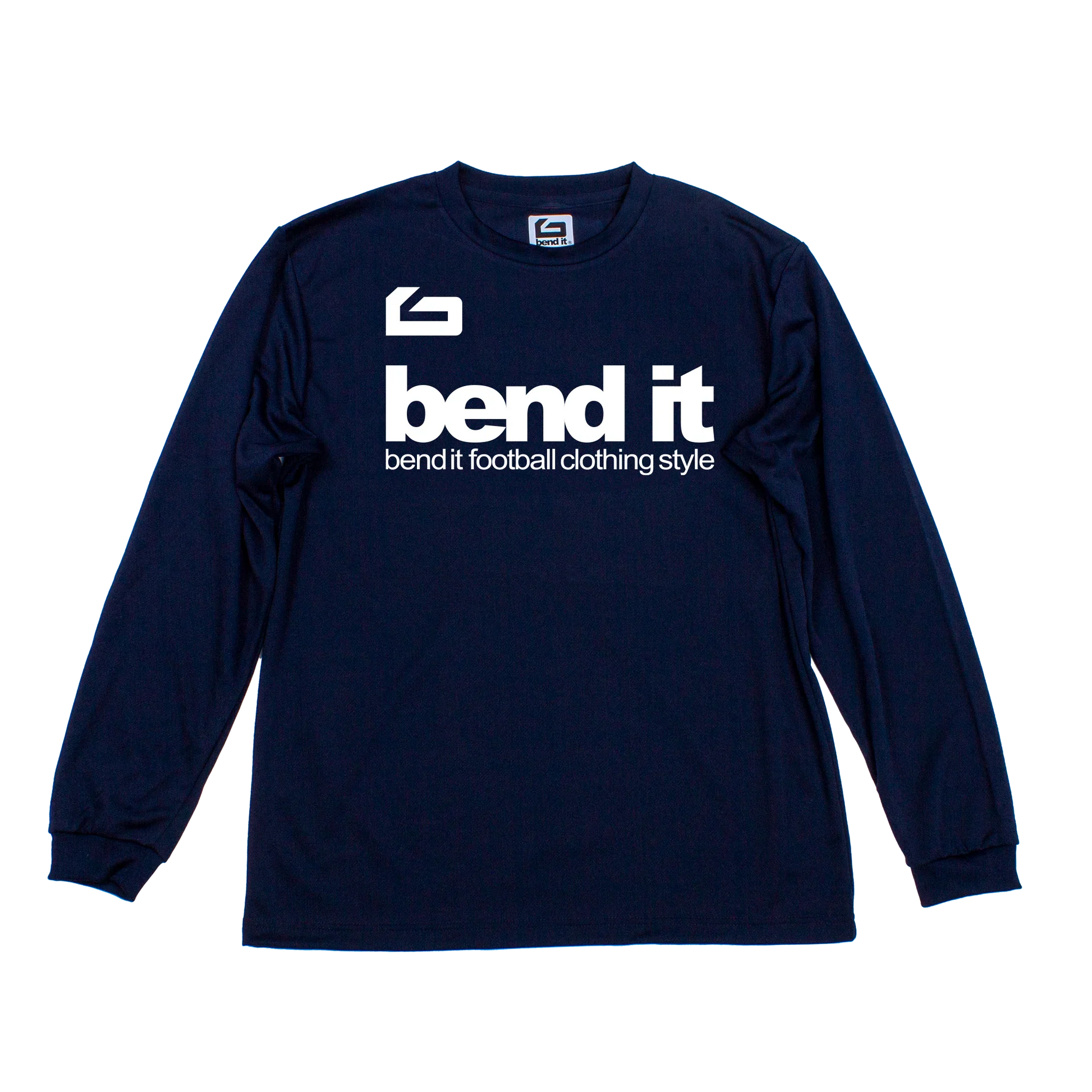 純粋で誠実な想いを込めた、グラウンドでも街でも映えるモダンなメッセージロングTシャツ be25_03 止蹴運ドライロングスリーブTシャツ | Bend It サッカーウェア